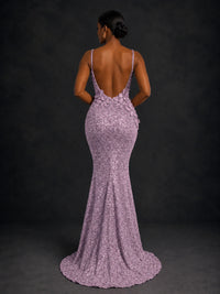 Sequin Mermaid Prom Dress with Floral Applique