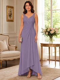 Elegant Chiffon Mother of the Bride Dress with Lace Applique and Cape Sleeves