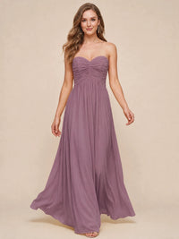 Strapless Pleated Chiffon A-Line Bridesmaid Dress