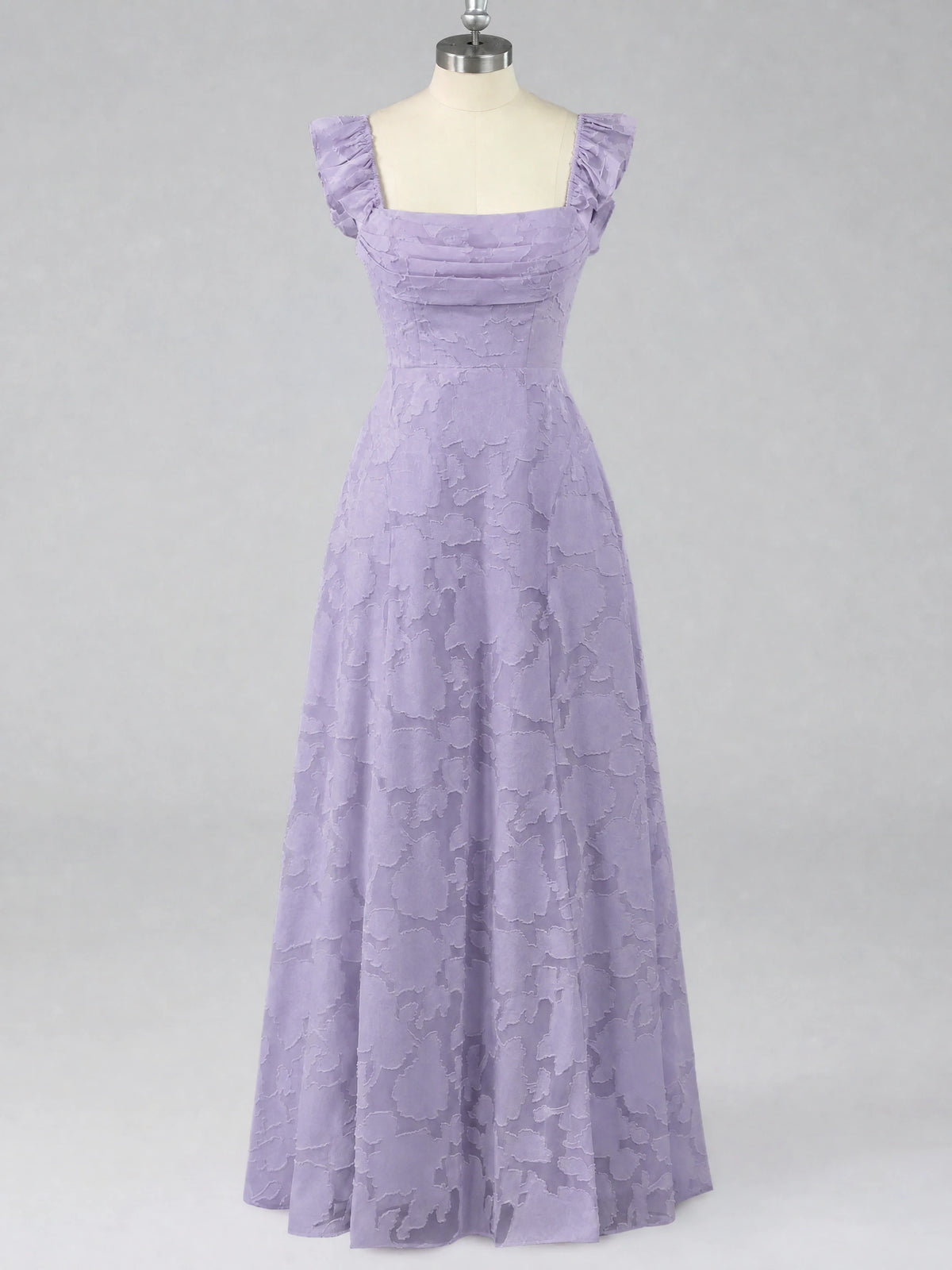 Jacquard Square Neck A-Line Maxi Dress