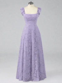 Jacquard Square Neck A-Line Maxi Dress