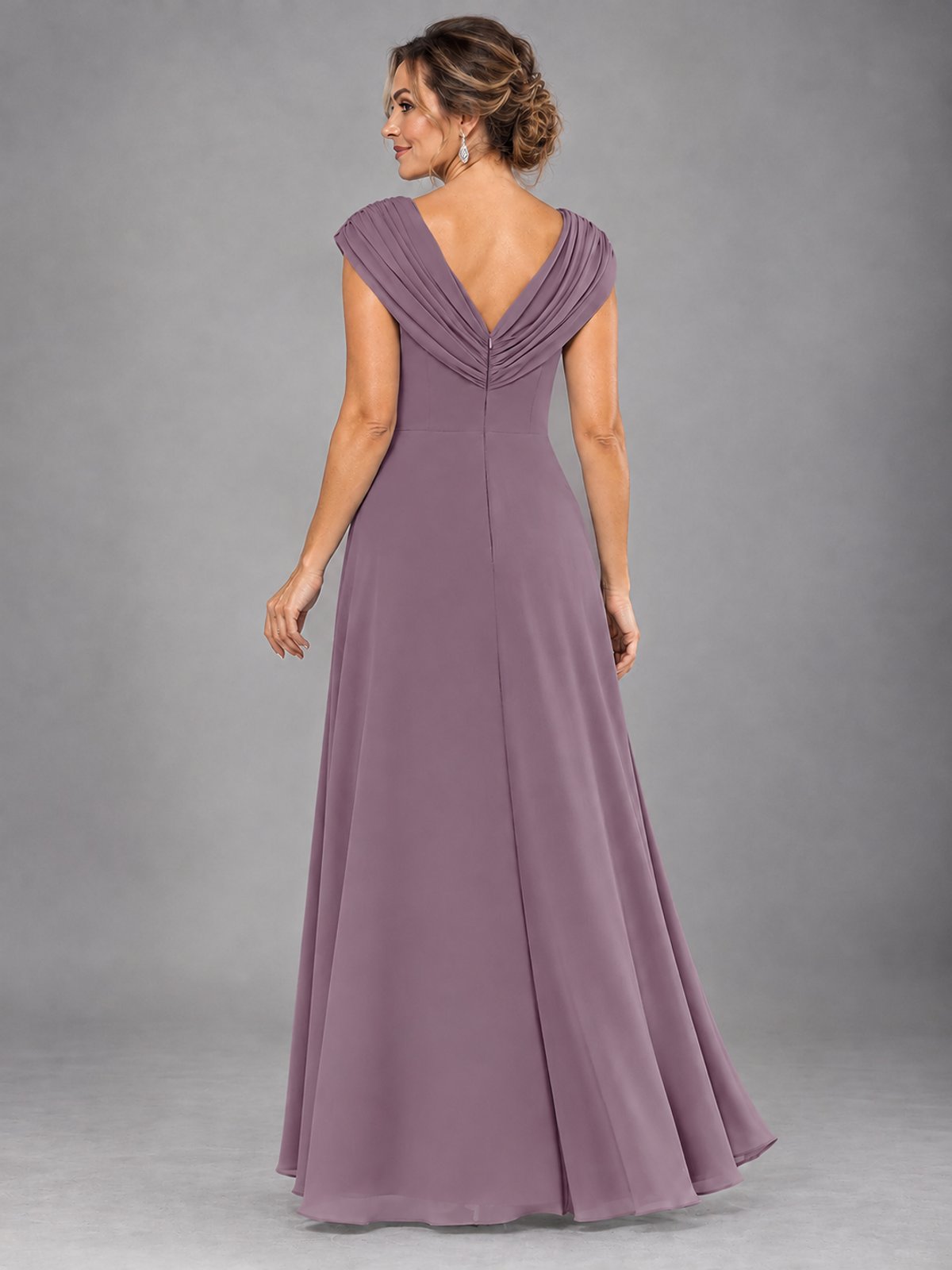 Cap Sleeve Chiffon A-Line Mother of the Bride Dress