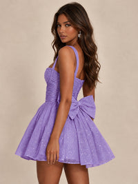 Sweetheart Glitter Tulle Puffy Mini Dress with Bow