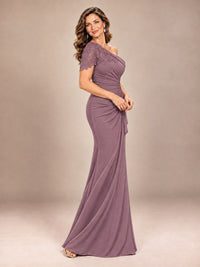 One Shoulder Chiffon Mother of The Bride Dress