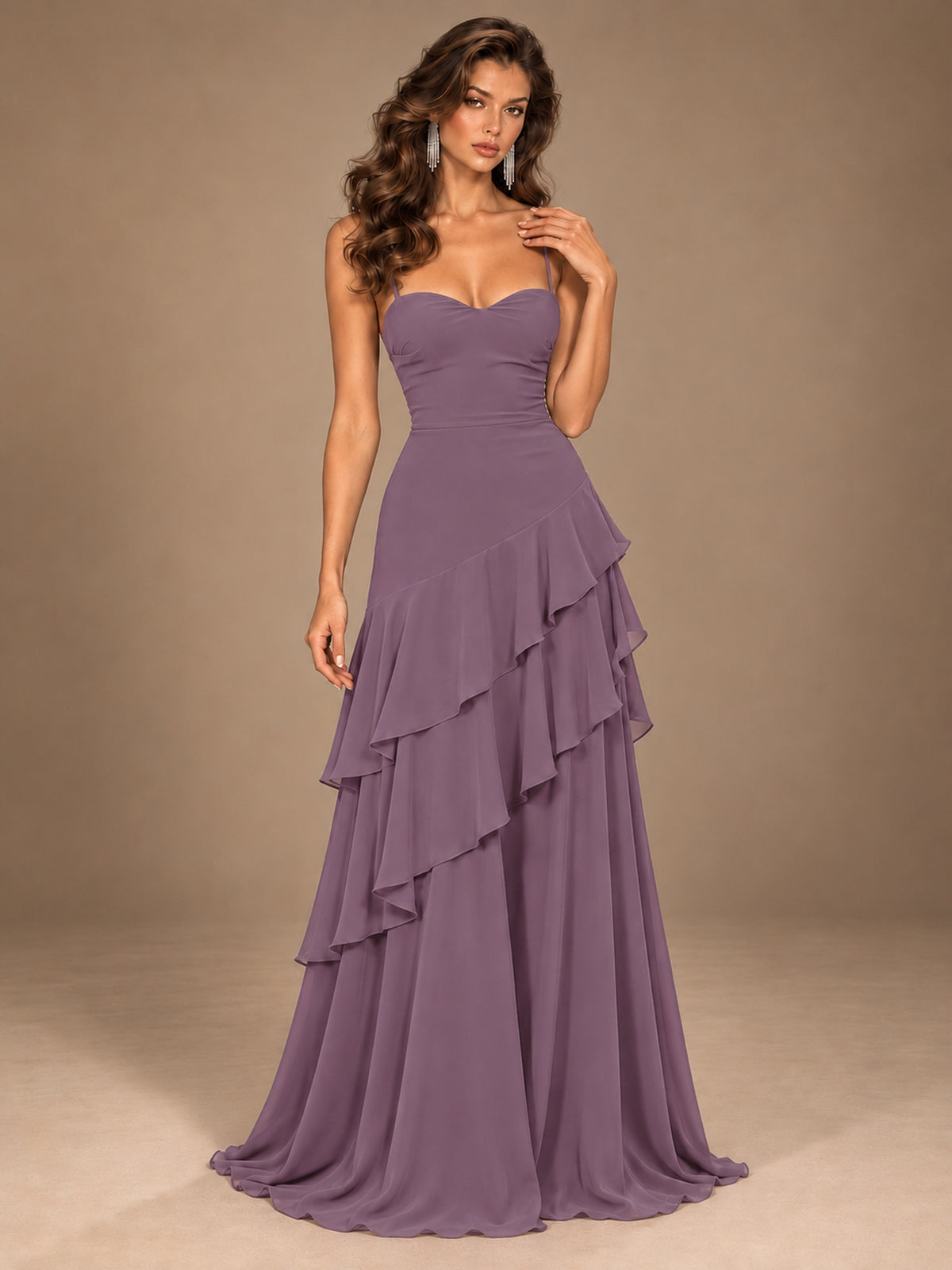 Sweetheart A-Line Ruffle Prom Dress with Spaghetti Straps