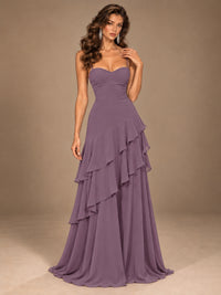 Sweetheart A-Line Ruffle Prom Dress with Spaghetti Straps