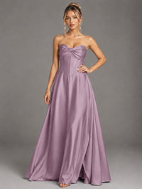 Sweetheart Neck Strapless Satin A-Line Prom Dress