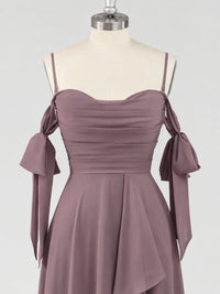 A-Line Ruffles Chiffon Bridesmaid Dress with Slit