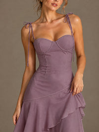 Spaghetti Strap Tiered Ruffles Chiffon Prom Dress
