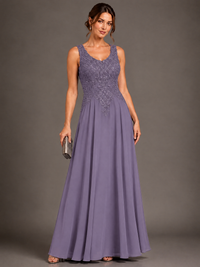 A-line 2 Pieces Chiffon Appliques Mother of The Bride Dresses with Jackets