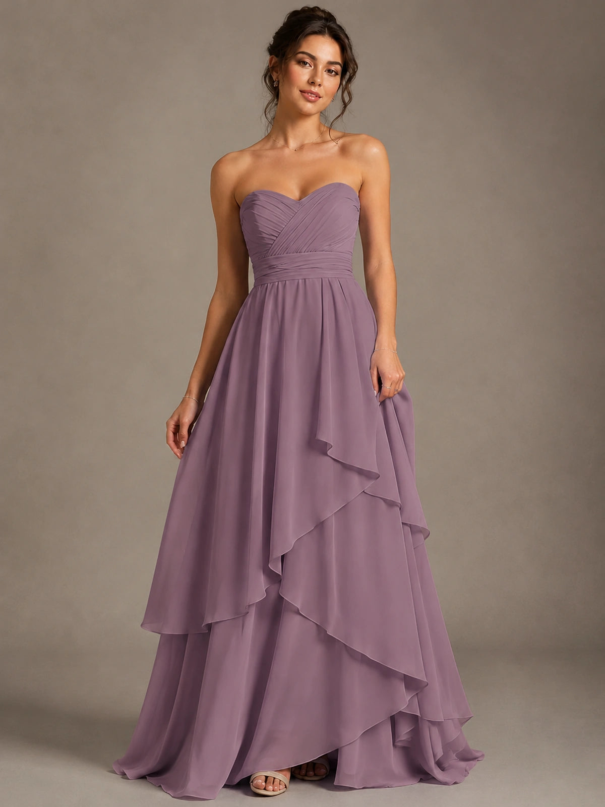 Strapless Ruffle A-Line Maxi Dress