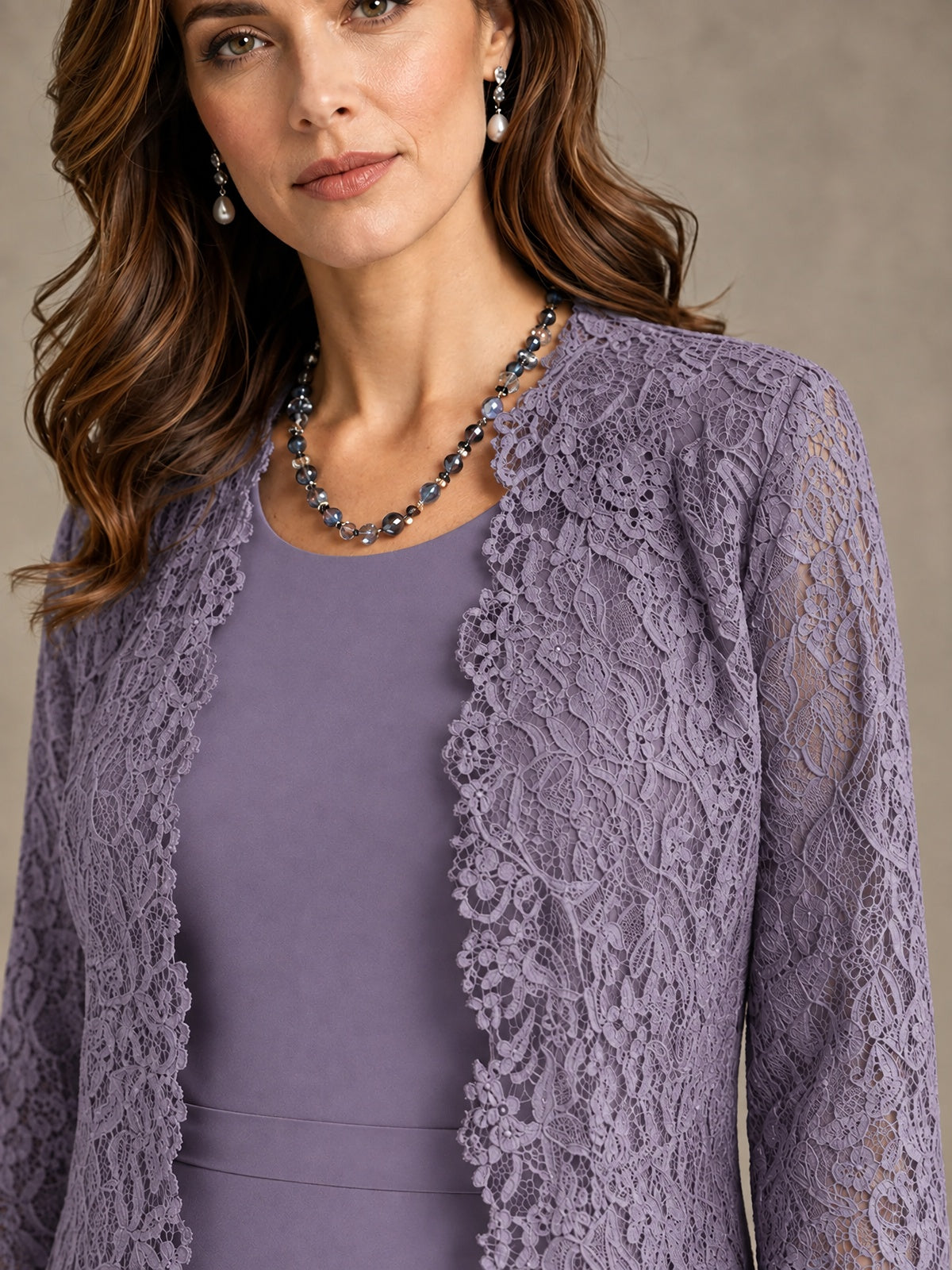2-Piece Chiffon Mother of the Bride Dress with Lace Jacket