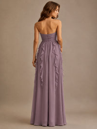 Srapless Sweetheart Chiffon Prom Dress Ruffle Formal Evening Gown