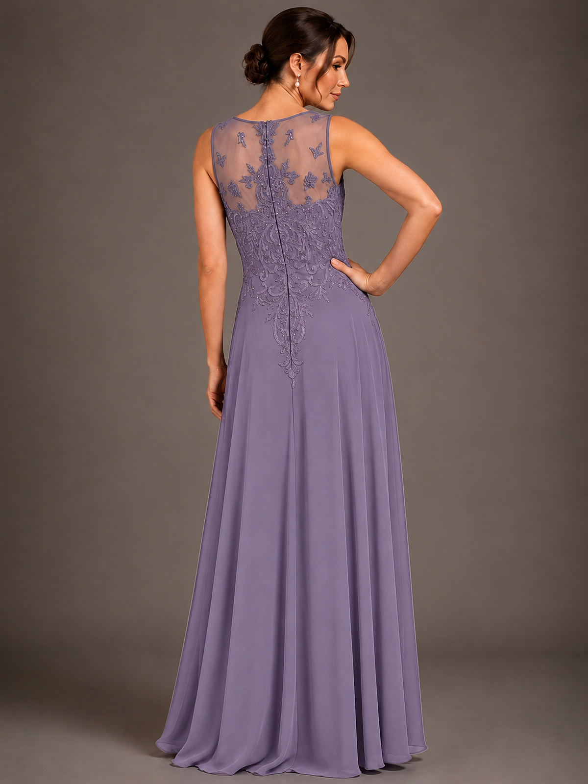 A-line 2 Pieces Chiffon Appliques Mother of The Bride Dresses with Jackets