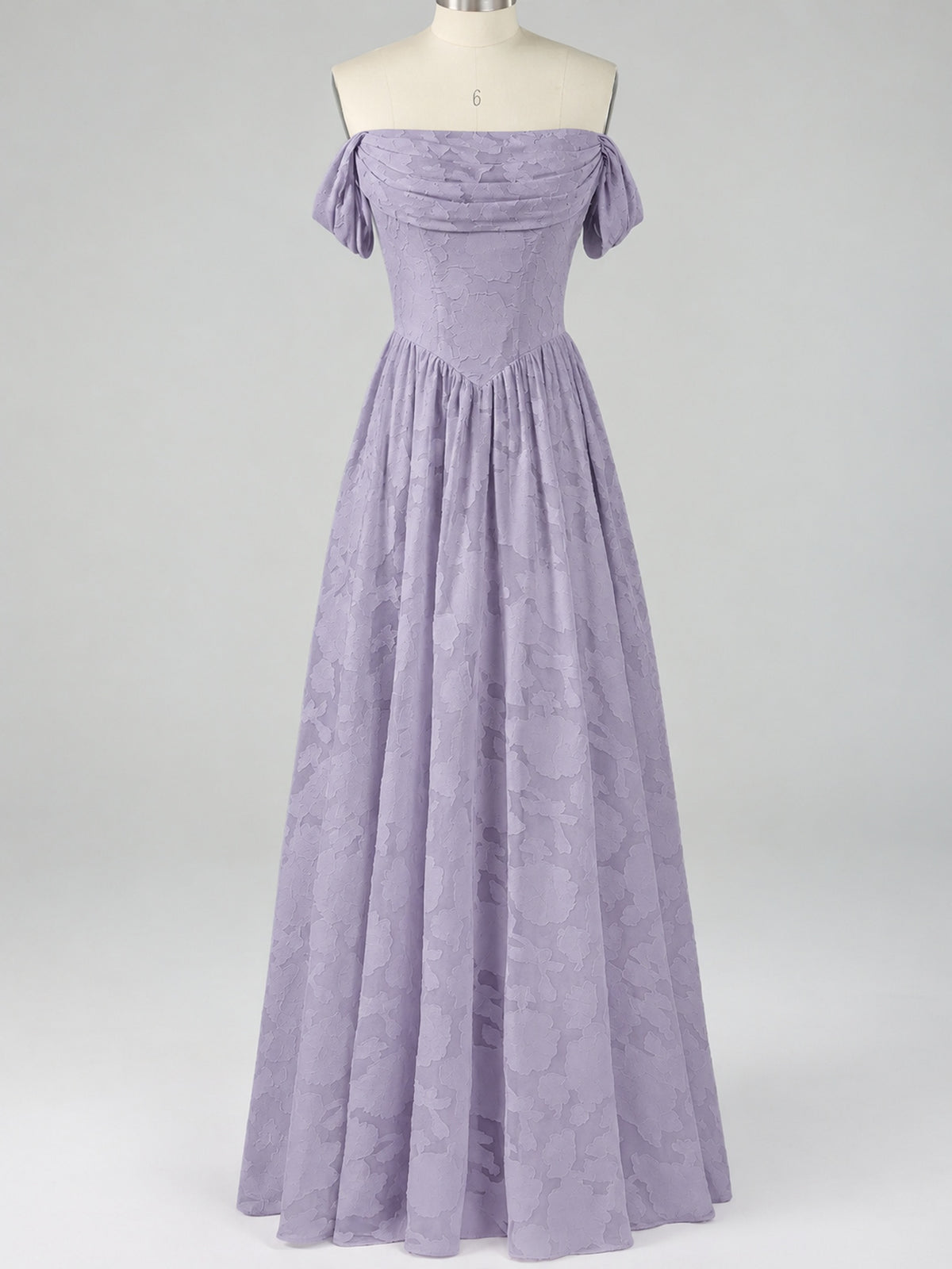 Off Shoulder Jacquard A-Line Maxi Dress