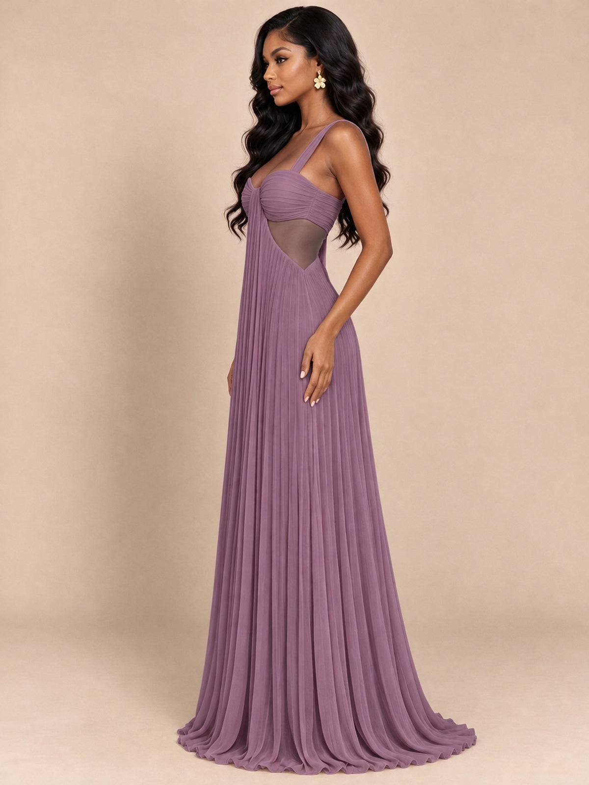 Butter Yellow Pleated Cutout Maxi Dress