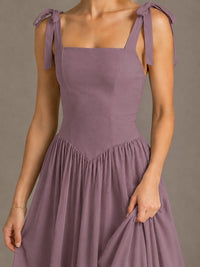 Square Neck A-Line Maxi Dress