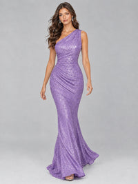 Sequin Mermaid One Shoulder Prom Dress Long formal Gown