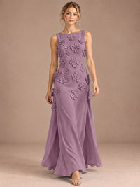3D Floral Applique Sleeveless Formal Maxi Dress