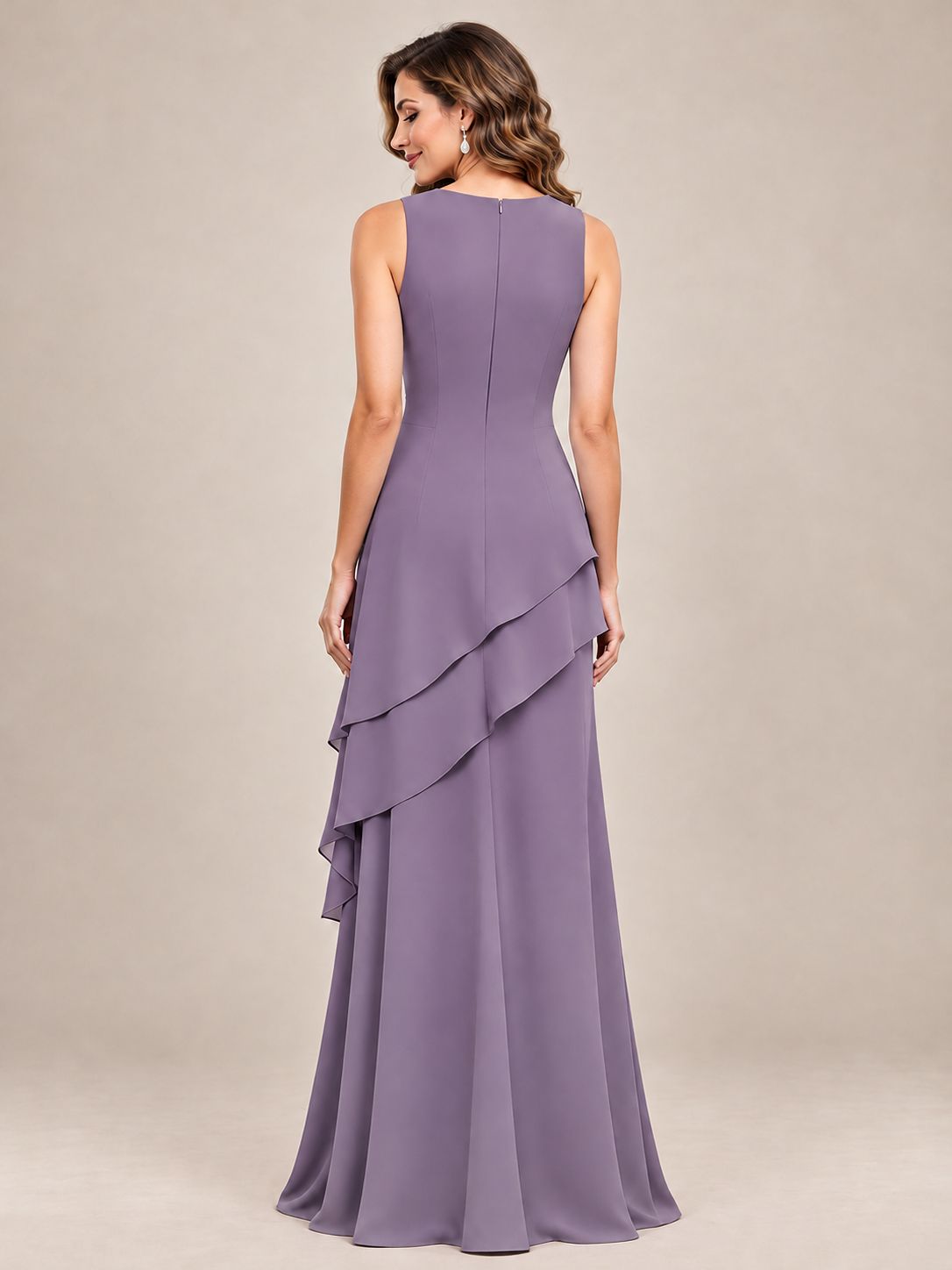 Dusty Blue Two-Piece Chiffon Mother of the Bride Dress with Jacket