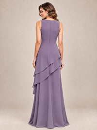 Dusty Blue Two-Piece Chiffon Mother of the Bride Dress with Jacket