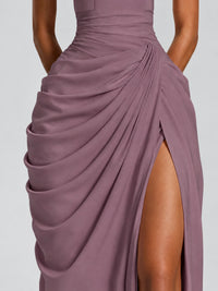 Ruched Halter Neck High-Slit Prom & Evening Dress