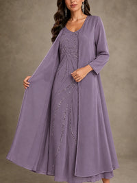 Sequin Chiffon Mother of the Bride Dress with Jacket
