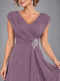 Cap Sleeve Chiffon A-Line Mother of the Bride Dress