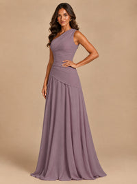 One Shoulder Prom Dress A-line Ruched Women Wedding Formal Gowns