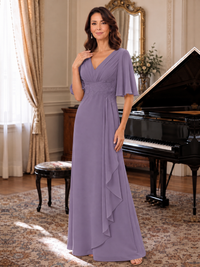 V-Neck Chiffon Lace Mother of the Bride Dresses