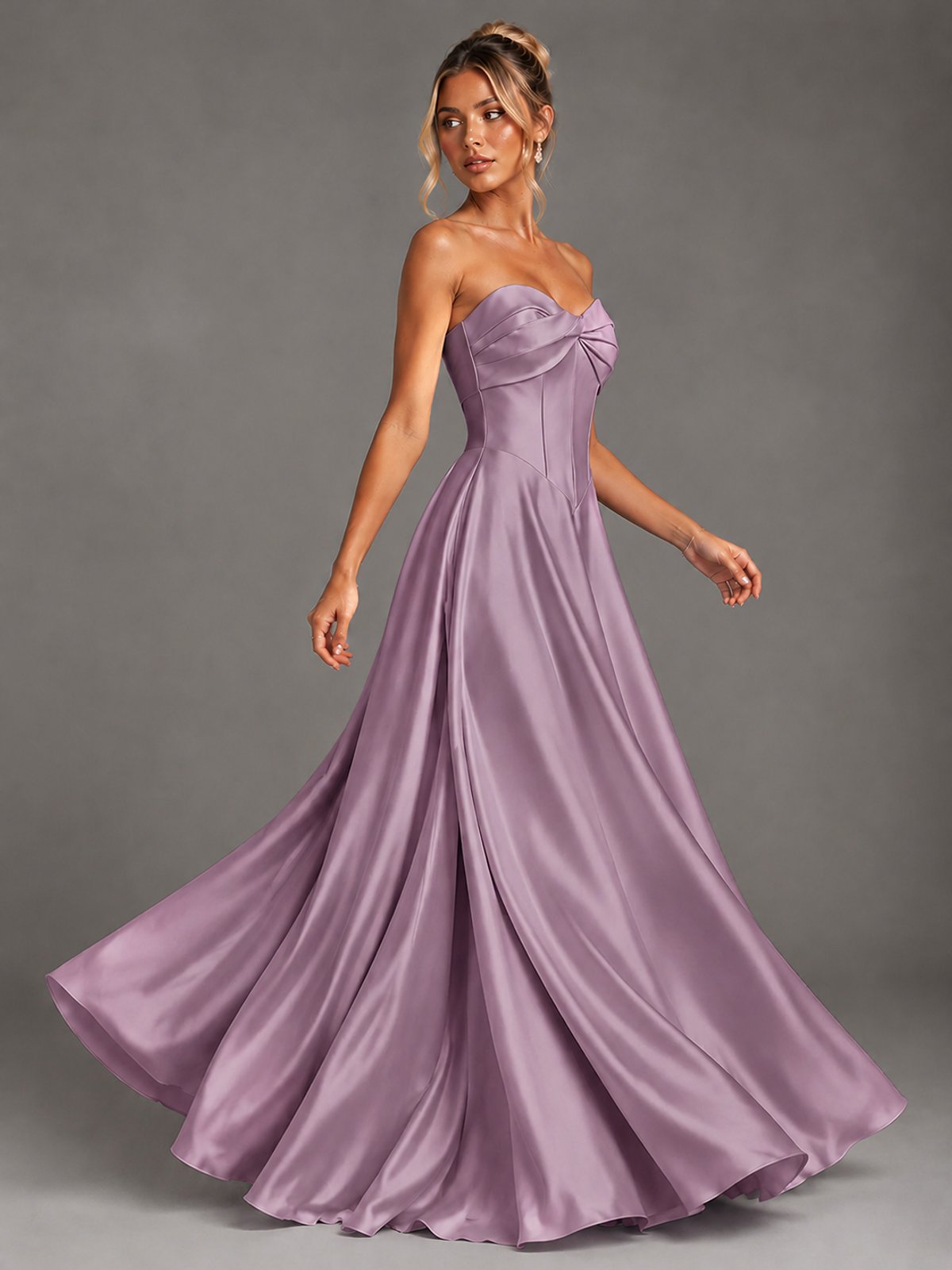 Sweetheart Neck Strapless Satin A-Line Prom Dress