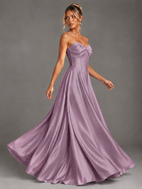 Sweetheart Neck Strapless Satin A-Line Prom Dress