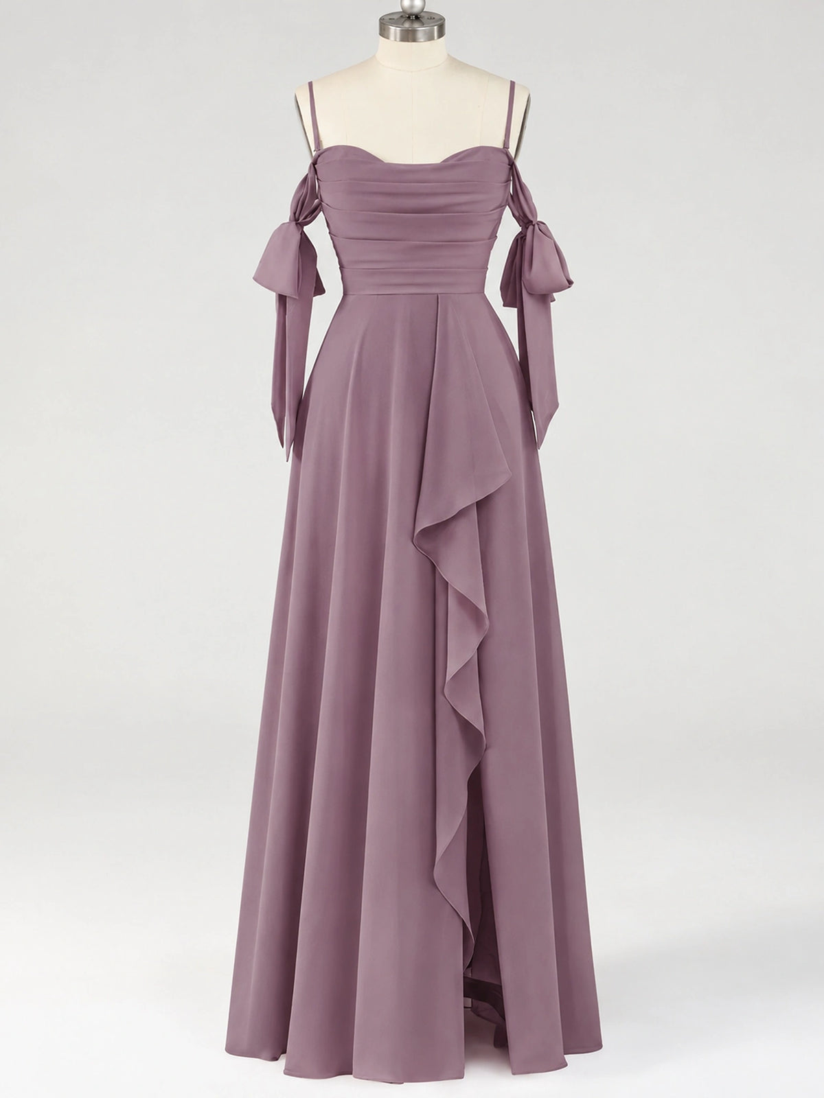 A-Line Ruffles Chiffon Bridesmaid Dress with Slit