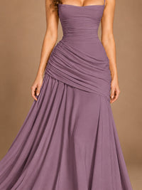 Butter Yellow Square Neck Ruched A-Line Prom Dress