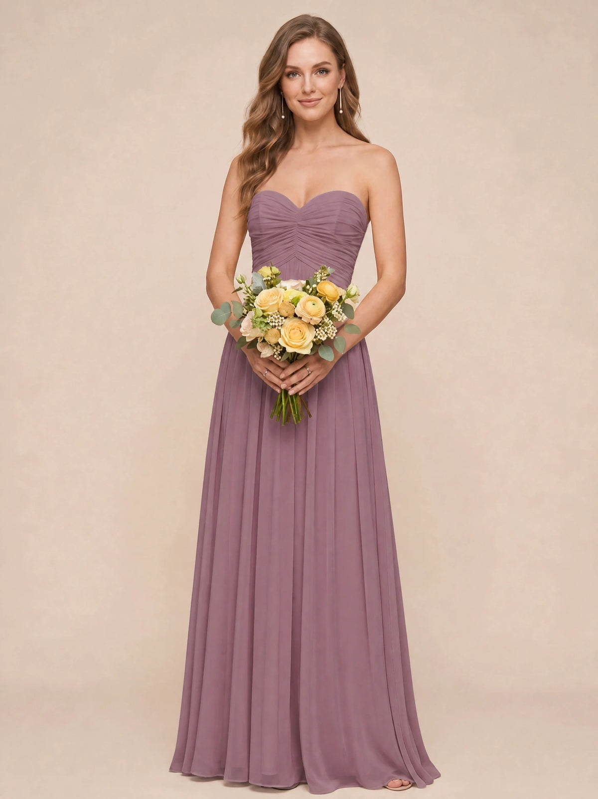 Strapless Pleated Chiffon A-Line Bridesmaid Dress