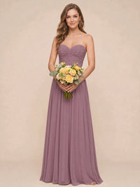Strapless Pleated Chiffon A-Line Bridesmaid Dress
