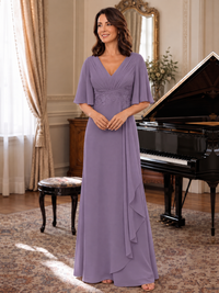 V-Neck Chiffon Lace Mother of the Bride Dresses