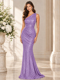 Sequin Mermaid One Shoulder Prom Dress Long formal Gown