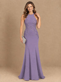 Halter Neckline Lace Appliques Mother of The Bride Dresses