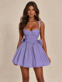 Sweetheart Glitter Tulle Puffy Mini Dress with Bow