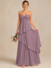Strapless Chiffon Bridesmaid Dress with Tiered Ruffles