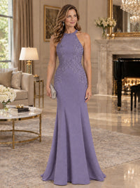 Halter Neckline Lace Appliques Mother of The Bride Dresses