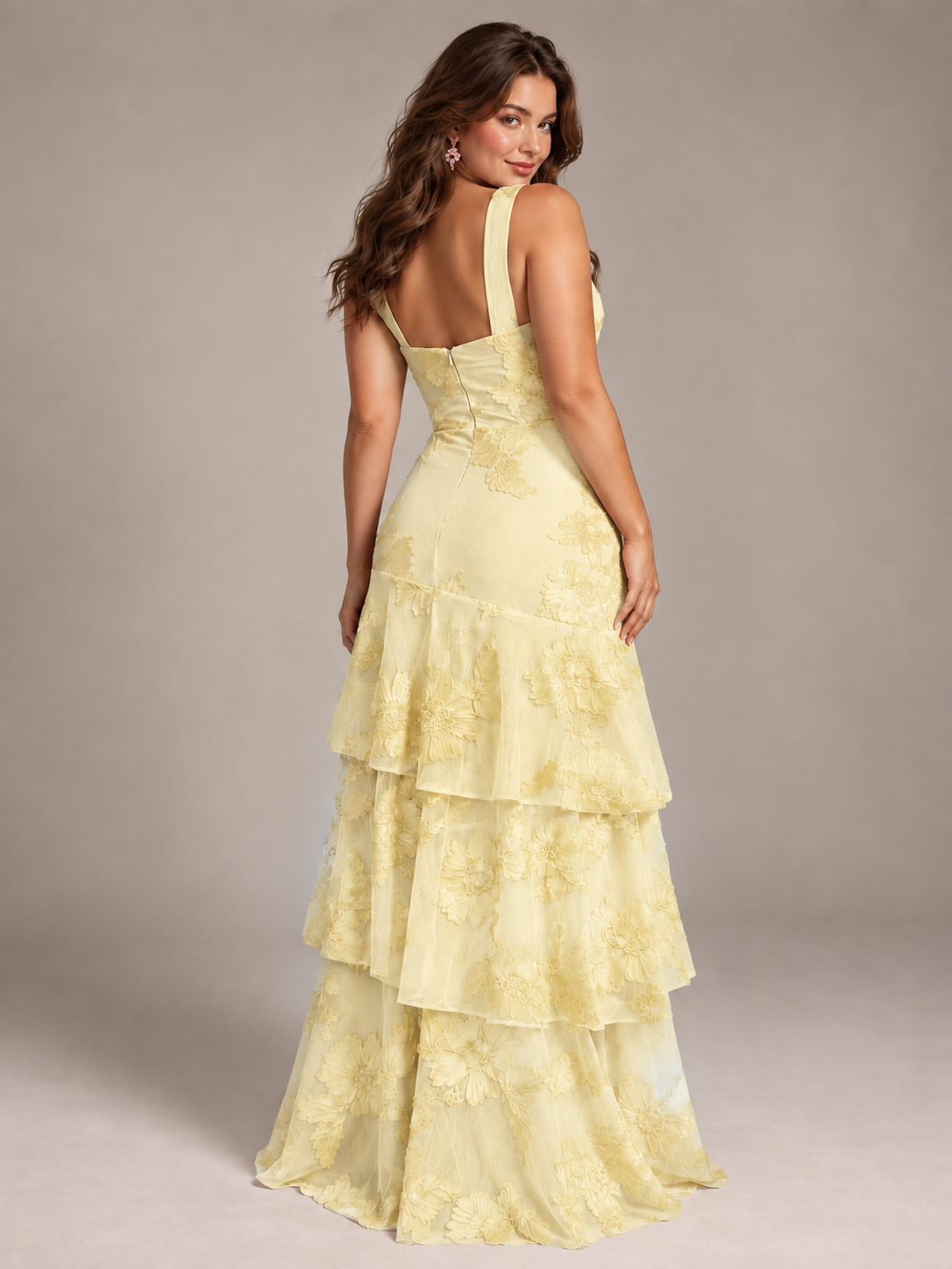 Hot Pink Halter Floral Applique Maxi Dress