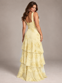 Hot Pink Halter Floral Applique Maxi Dress