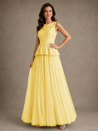 A-Line Chiffon Mother of the Bride Dress with Lace Appliques