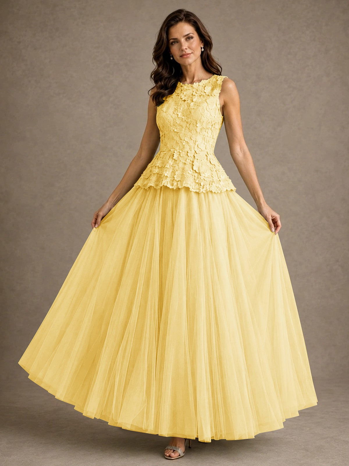 A-Line Chiffon Mother of the Bride Dress with Lace Appliques