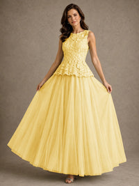 A-Line Chiffon Mother of the Bride Dress with Lace Appliques
