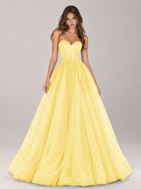 Strapless Sweetheart Beaded Corset Glitter Tulle Ball Gown Prom Dress