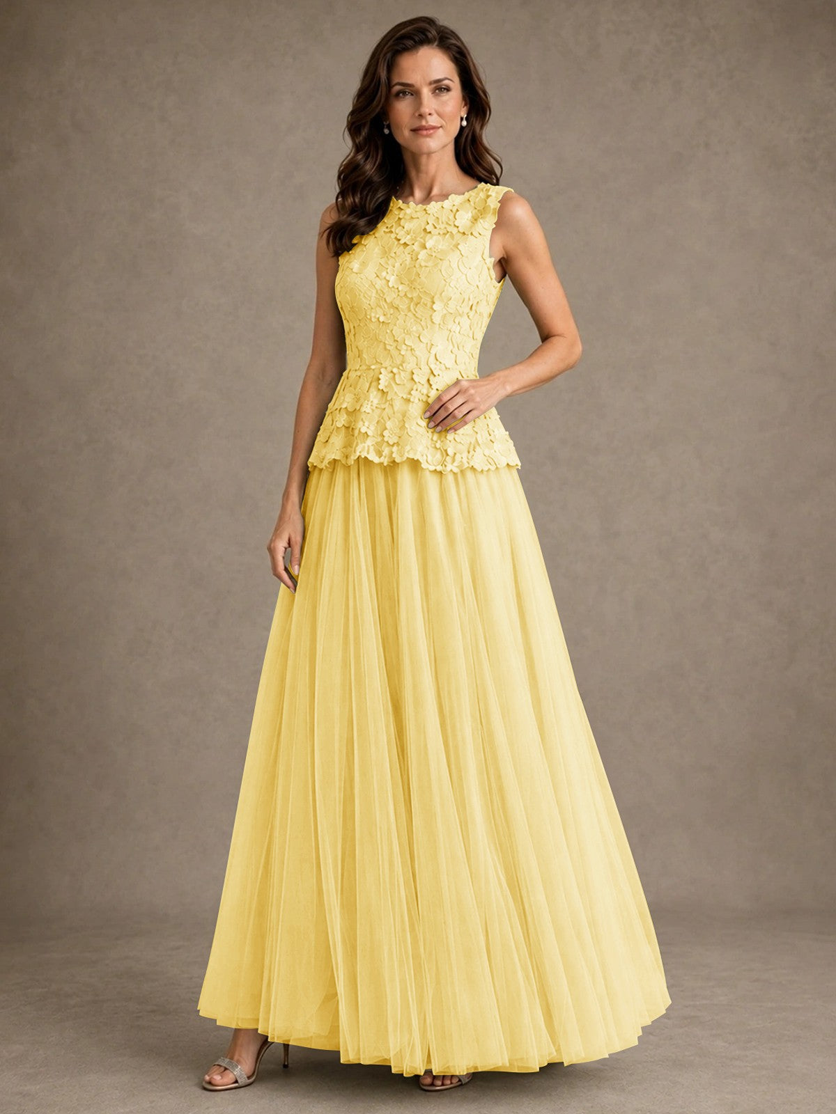 A-Line Chiffon Mother of the Bride Dress with Lace Appliques