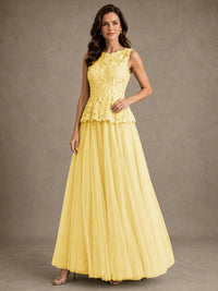 A-Line Chiffon Mother of the Bride Dress with Lace Appliques